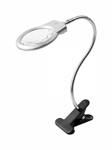 Лупа настольная с подсветкой на гибкой ноге с прищепкой Орбита INL38